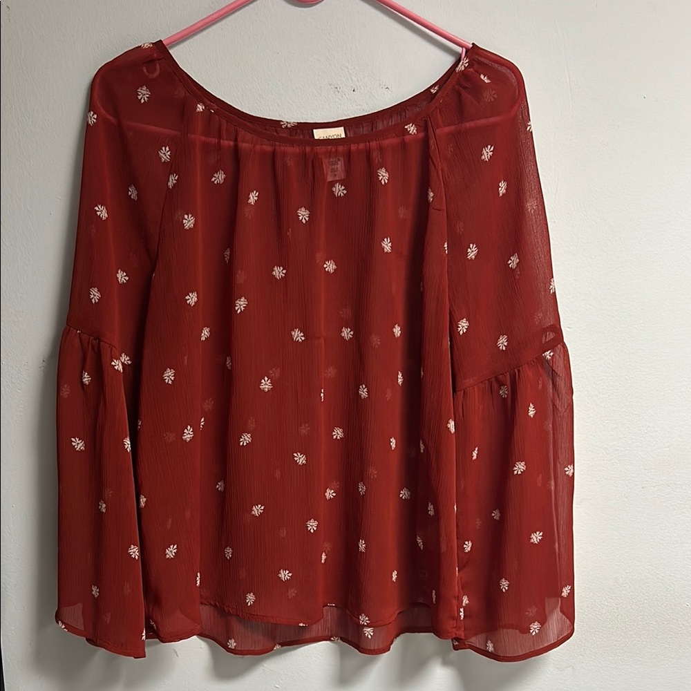 Canyon River Blues Red Blouse with Elegant Design